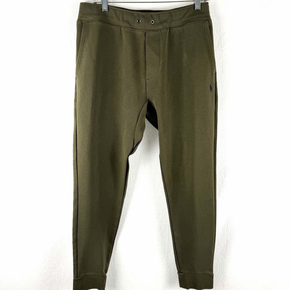 Polo Ralph Lauren Mens Sz M Double Knit Joggers Olive Green‎ **No Drawstring**